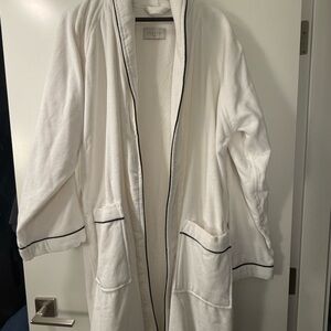 Frette White Robe with Black Trim